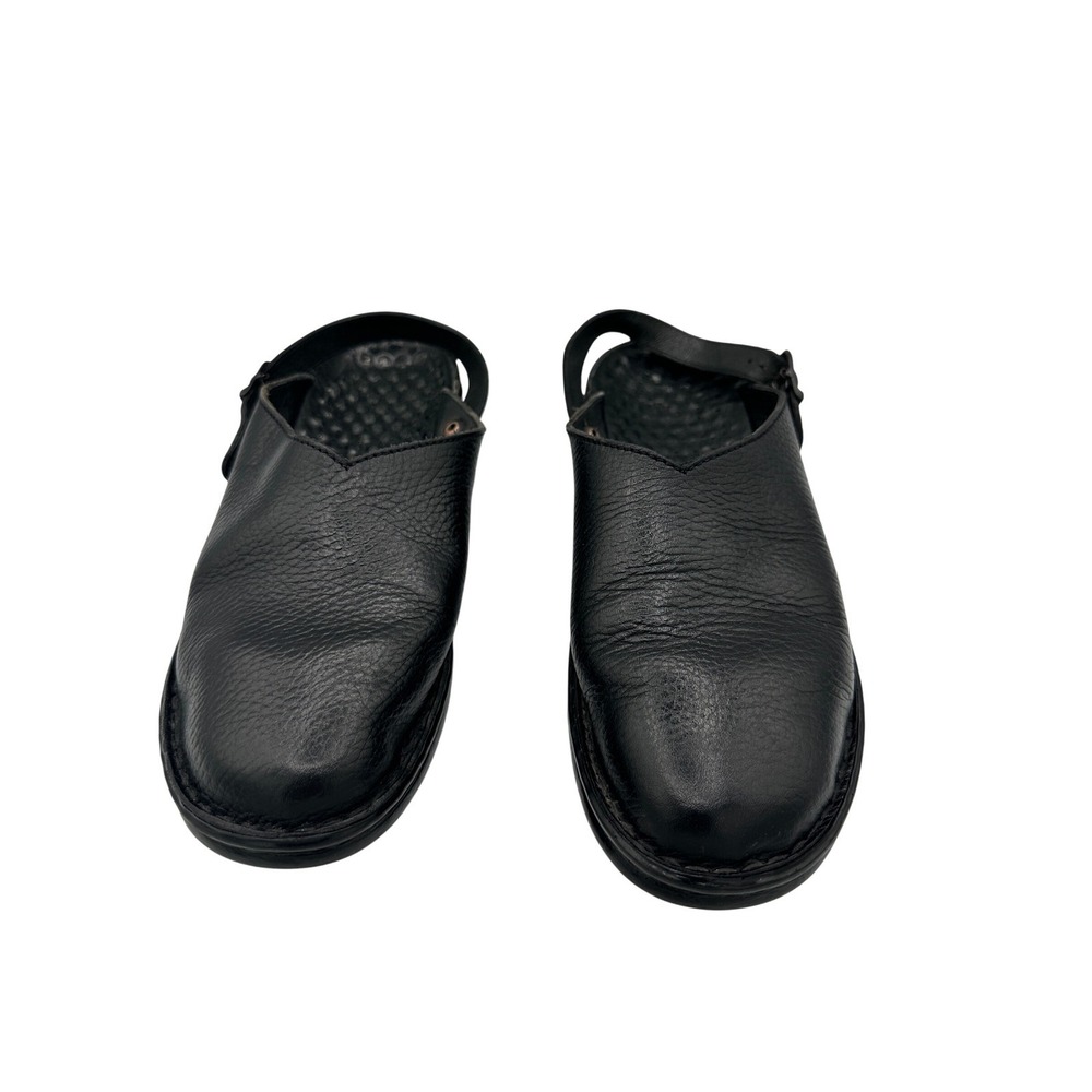 Josef Seibel Leather Clogs Women's Black Adjustable Strap Comfort Shoes Size 9.5